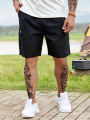 Men's Active Cargo Shorts with Elastic Waistband for Outdoor