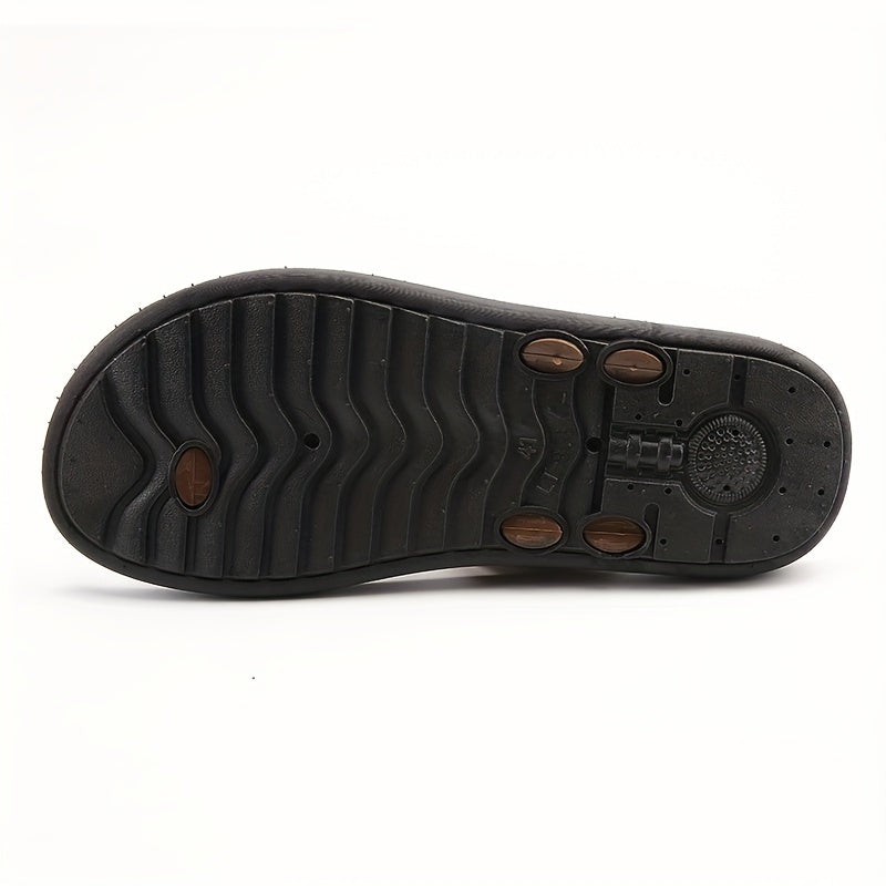 Men's PU Leather Thong Sandals Casual Non Slip Flip flops for Indoor Outdoor