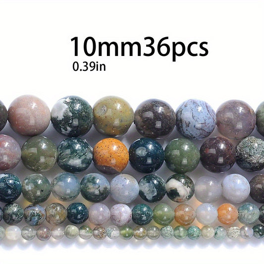 Colored Agate Gemstone Round Loose Beads with Crystal Elastic Cord