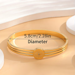 Golden Stainless Steel Bracelets with Rhinestone Eye Pattern