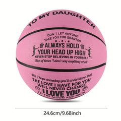 Engraved Outdoor Basketball Size 7 Gift for Daughter with Pump and Needles