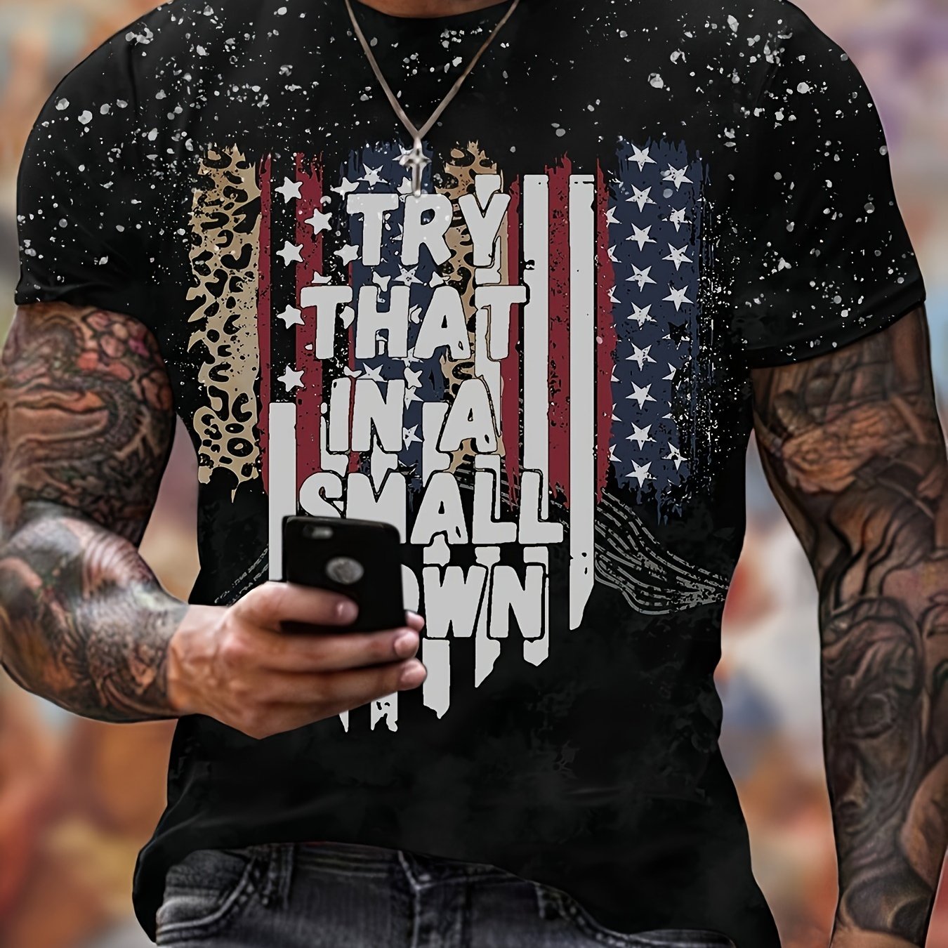 3D Print Tee Shirt Men's Casual Street Style Stretch Round Neck Summer