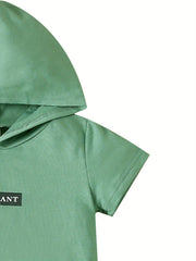 Boys Print Hooded T Shirt And Shorts Set for Kids