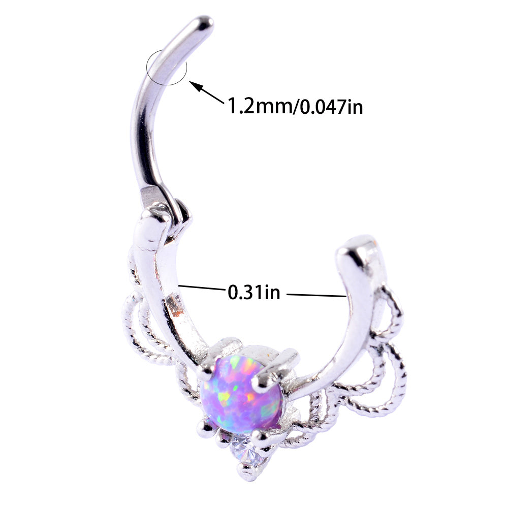 Opal Tragus Nose Ring Surgical Steel Cartilage Piercing