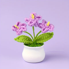 Hand Knitted Forget me not Small Potted Plant Crochet Simulation