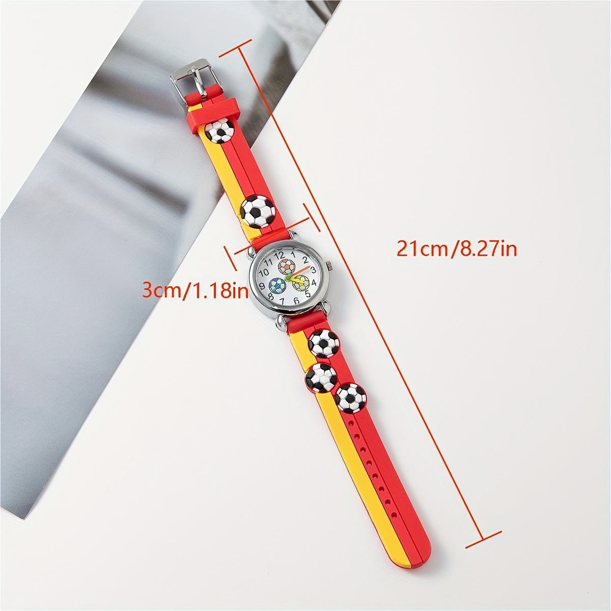 Soccer Print Round Dial Quartz Watch For Boys Girls Teen Gift