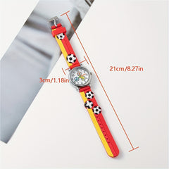 Soccer Print Round Dial Quartz Watch For Boys Girls Teen Gift