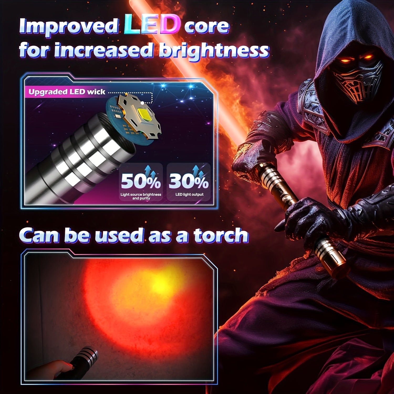 Gravity Sensing RGB Light Up Saber USB Rechargeable Sword