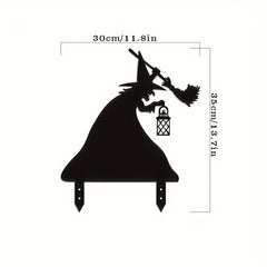 Halloween Garden Witch Cat Silhouette Pile Statue