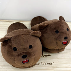 Women's Embroidered Animal Slippers Non-slip Fluffy Slides