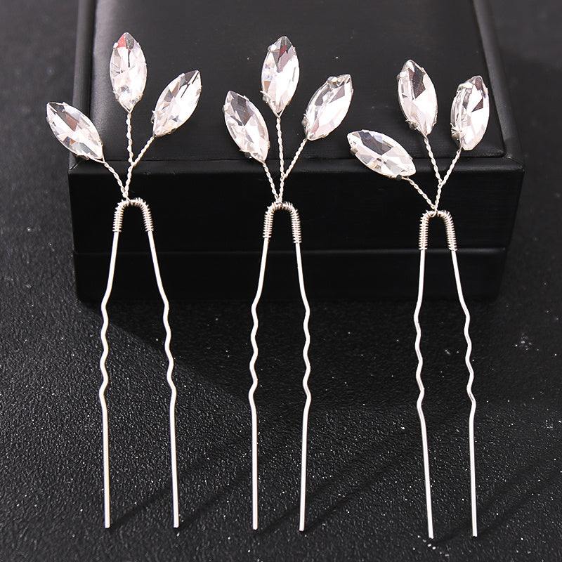 3pcs Silver Rhinestone Hair Pins Wedding Bridal Headpiece Hair Jewelry