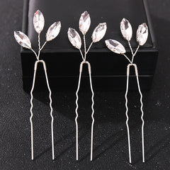 3pcs Silver Rhinestone Hair Pins Wedding Bridal Headpiece Hair Jewelry