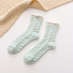 4 Pairs Fuzzy Floor Socks, Comfy & Warm Mid Tube Socks, Women's Stockings
