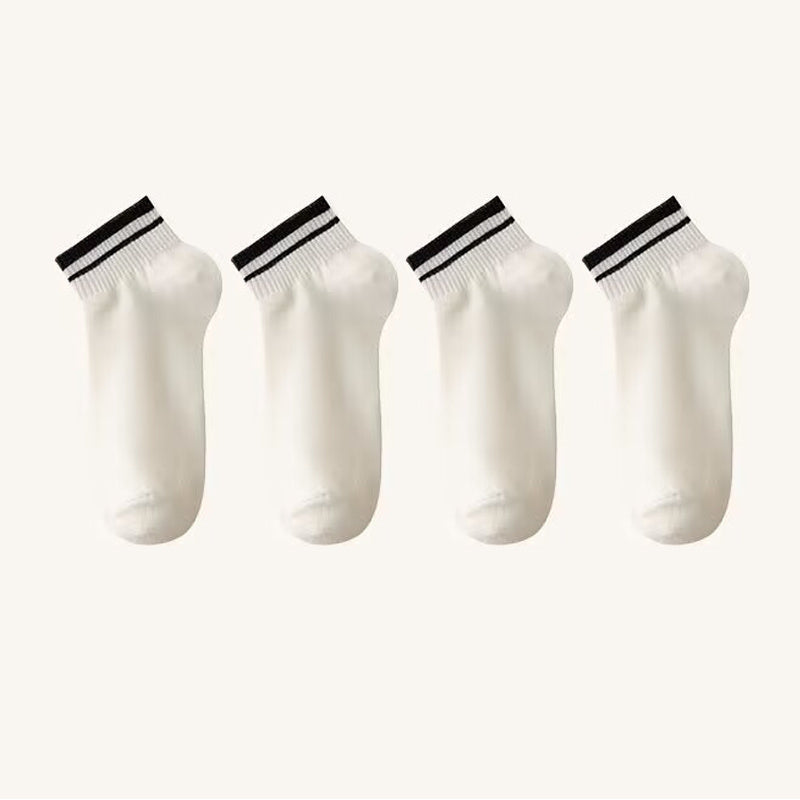 4 Pairs Striped Shorts Socks Pack Women's Stockings