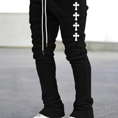 Cross Pattern Flared Trousers Men s Casual Stretch Street Style Joggers