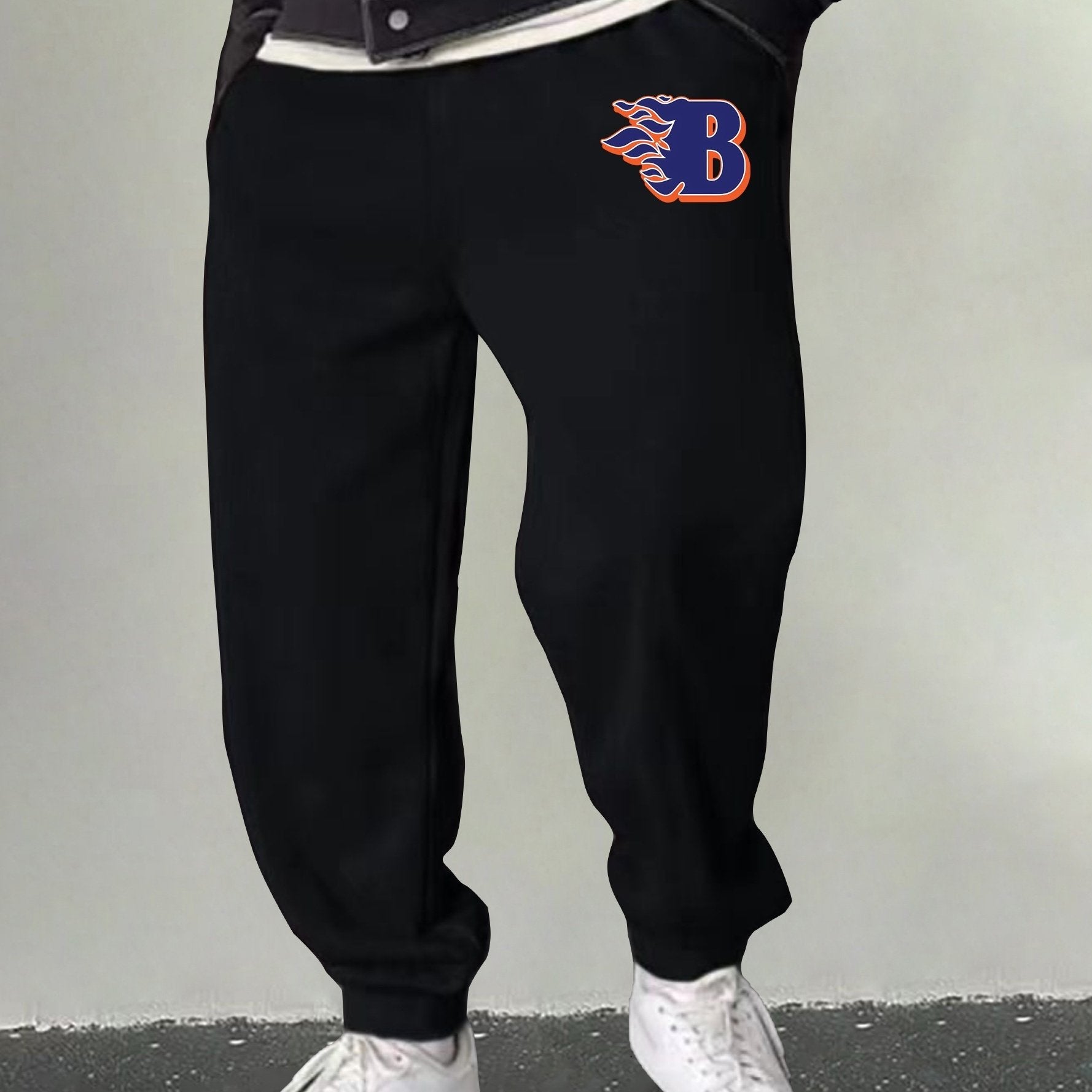 Men's B Graphic Sweatpants Casual Drawstring Joggers Outdoor