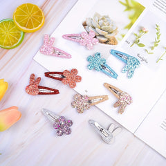 12pcs Rabbit Ears Hair Clip Mixed Hair Side Clip Baby Girls Hair Accessories