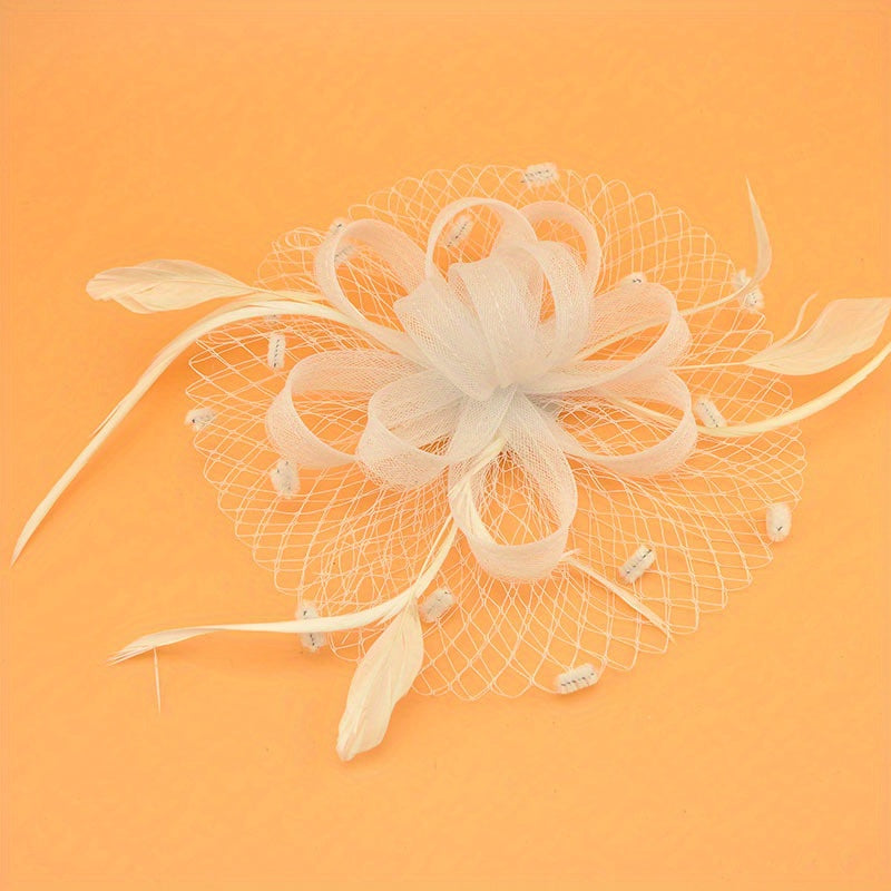 Vintage Mesh Headdress Faux Feather Head Piece for Horse Racing