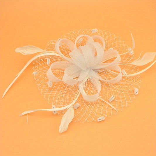 Vintage Mesh Headdress Faux Feather Head Piece for Horse Racing