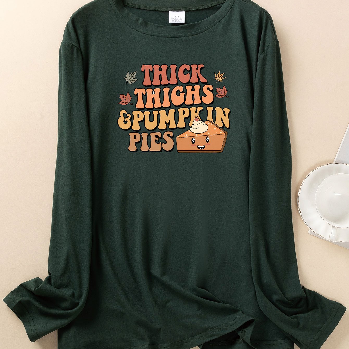 Dessert Print Lounge Top Long Sleeve Crew Neck Pajama