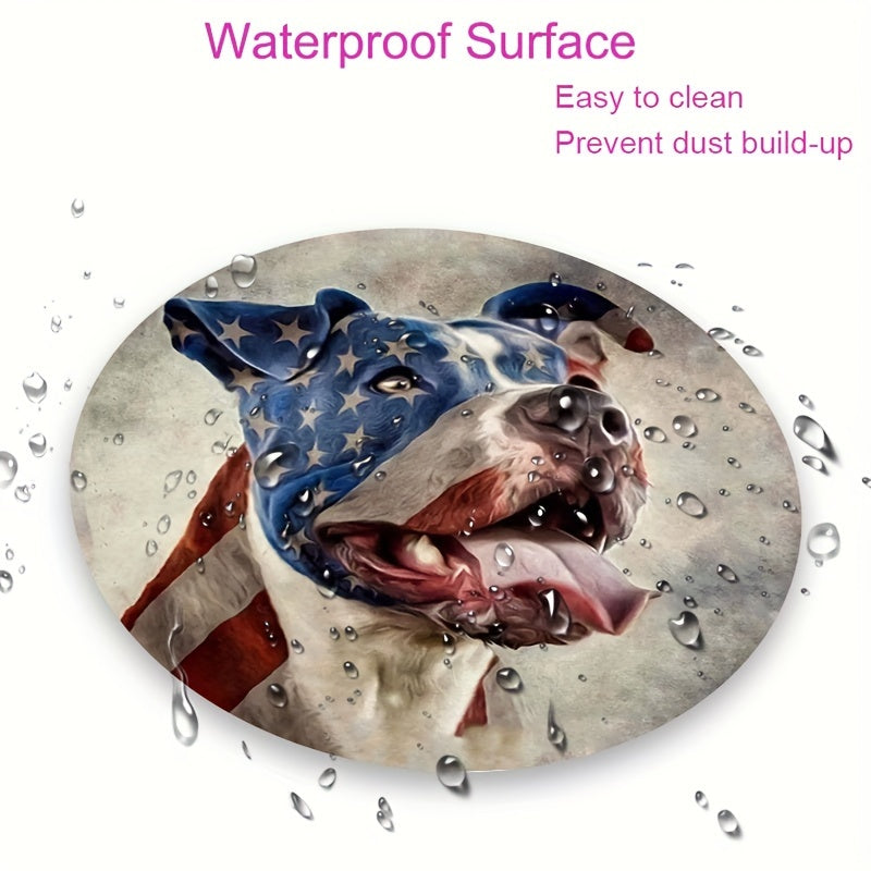 Star Spangled Flag Dog Mouse Pad 22cm - Anti Slip Waterproof