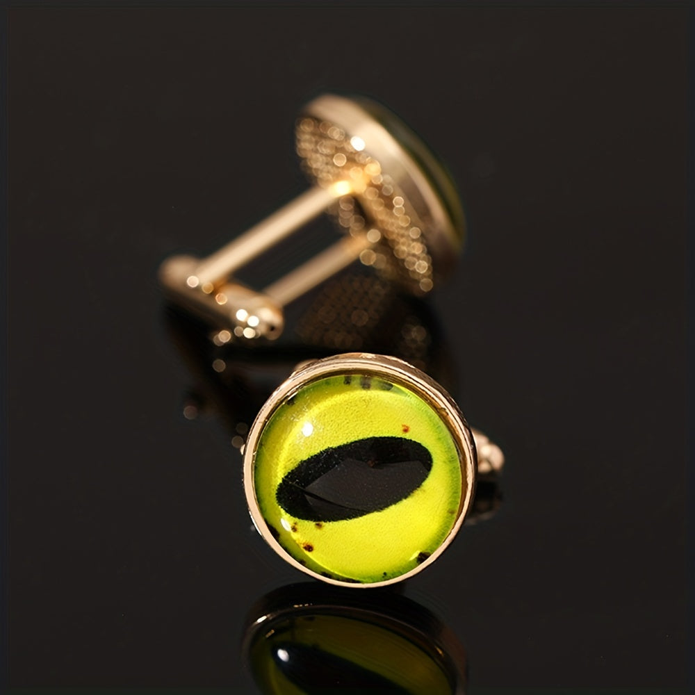 Crystal Glass Cat Eye Eyelet Cufflinks High-End Shirt Buckle