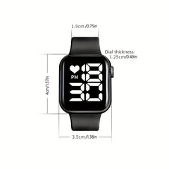 LED Screen Electronic Watch With Silicone Band Boys Girls Gift