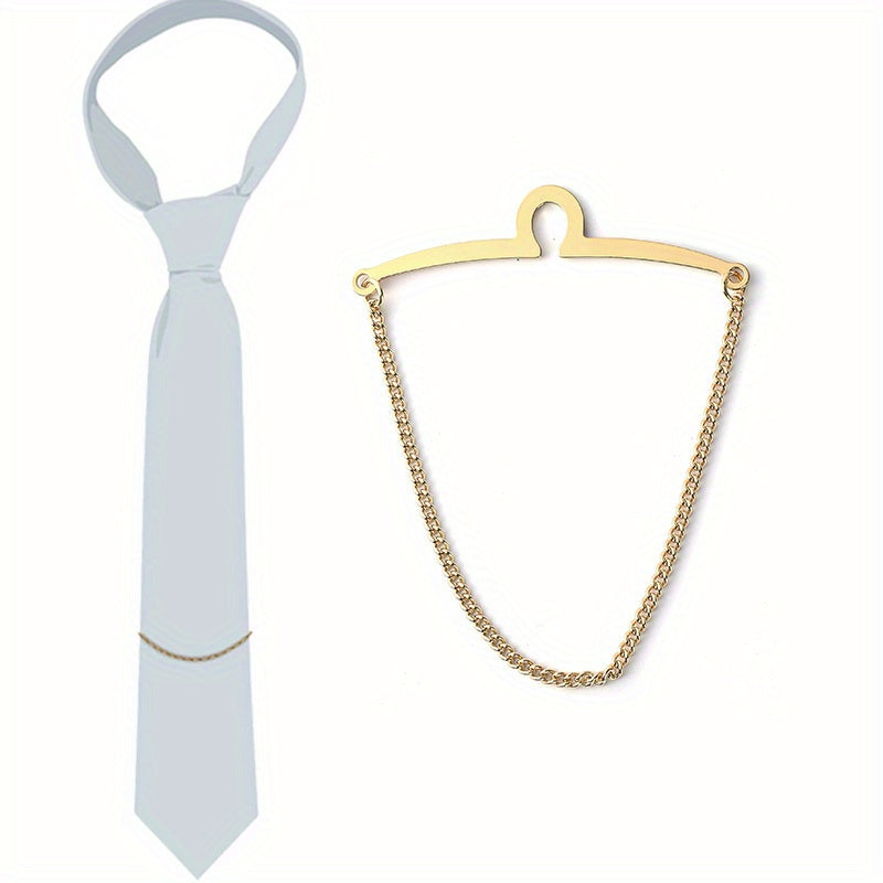 2pcs Metal Tassel Chain Tie Clip Tie Fixed Buckle Men's Tie Buckle Accessories