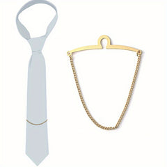 2pcs Metal Tassel Chain Tie Clip Tie Fixed Buckle Men's Tie Buckle Accessories