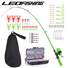 LEOFISHING Kids Fishing Starter Pole Set 4 92ft Telescopic Rod Portable Carrier