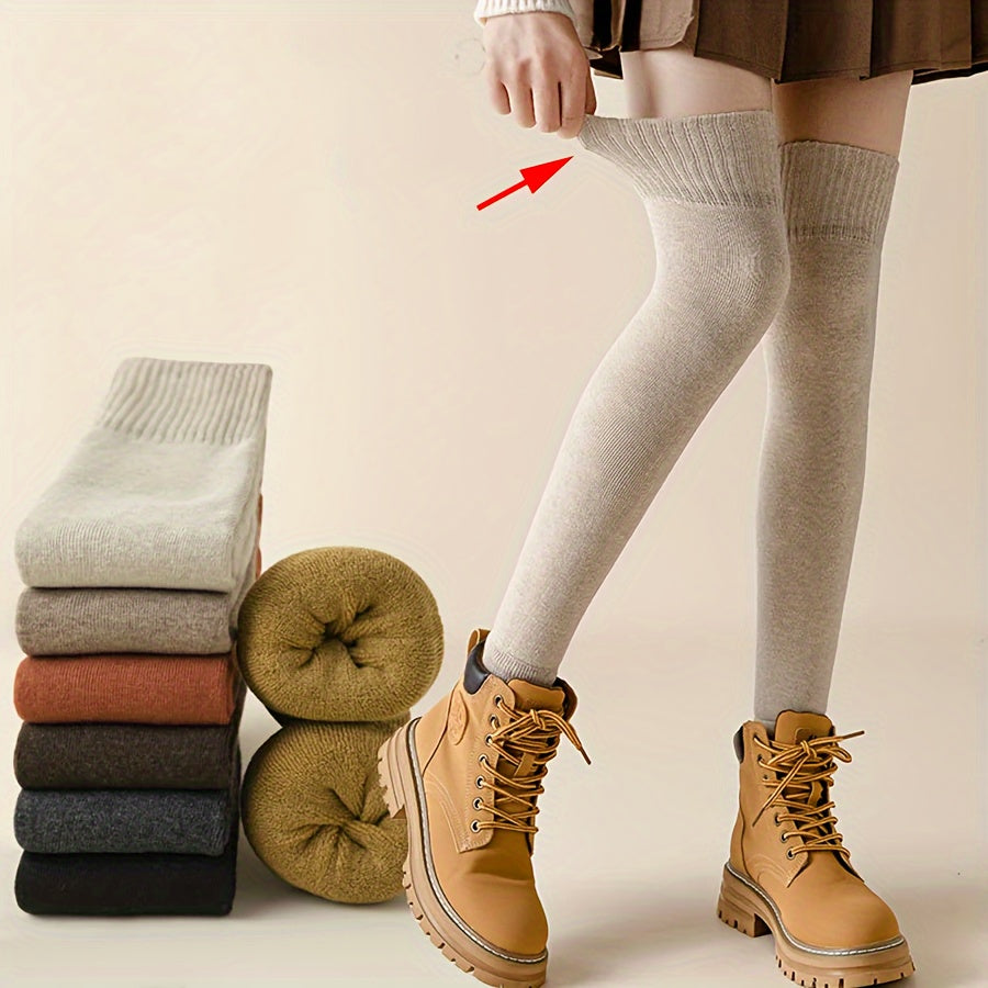 Women's Solid Footless Leg Warmer Thigh High Boot Cuffs Winter Socks