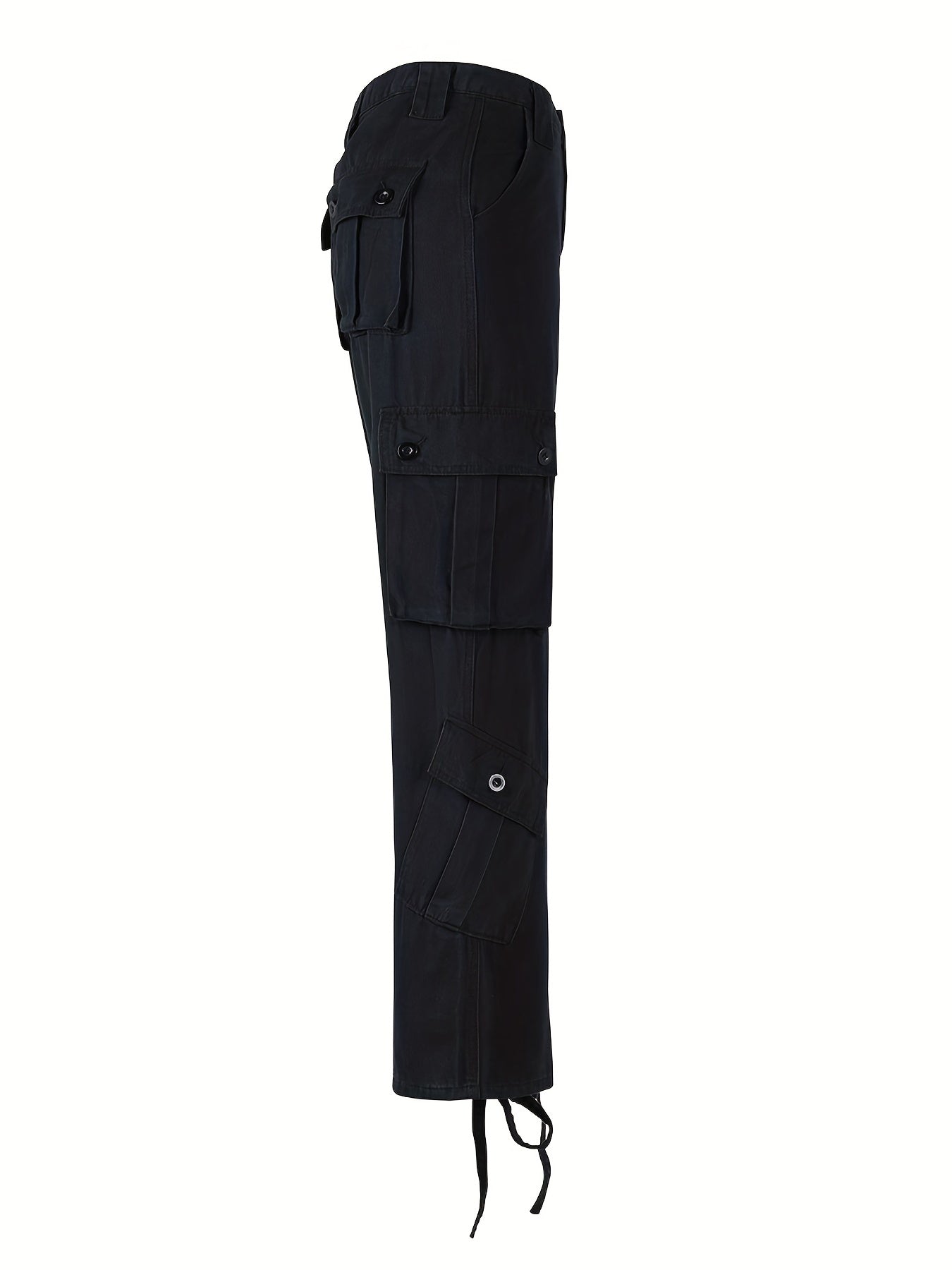 Dark Gray Cargo Pants Relaxed Fit Straight Leg Jeans Y2K Vintage Style