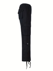 Dark Gray Cargo Pants Relaxed Fit Straight Leg Jeans Y2K Vintage Style