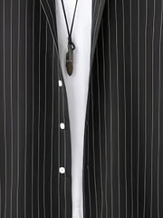 Men's Casual Stripe Button Up Short Sleeve Shirt for Summer