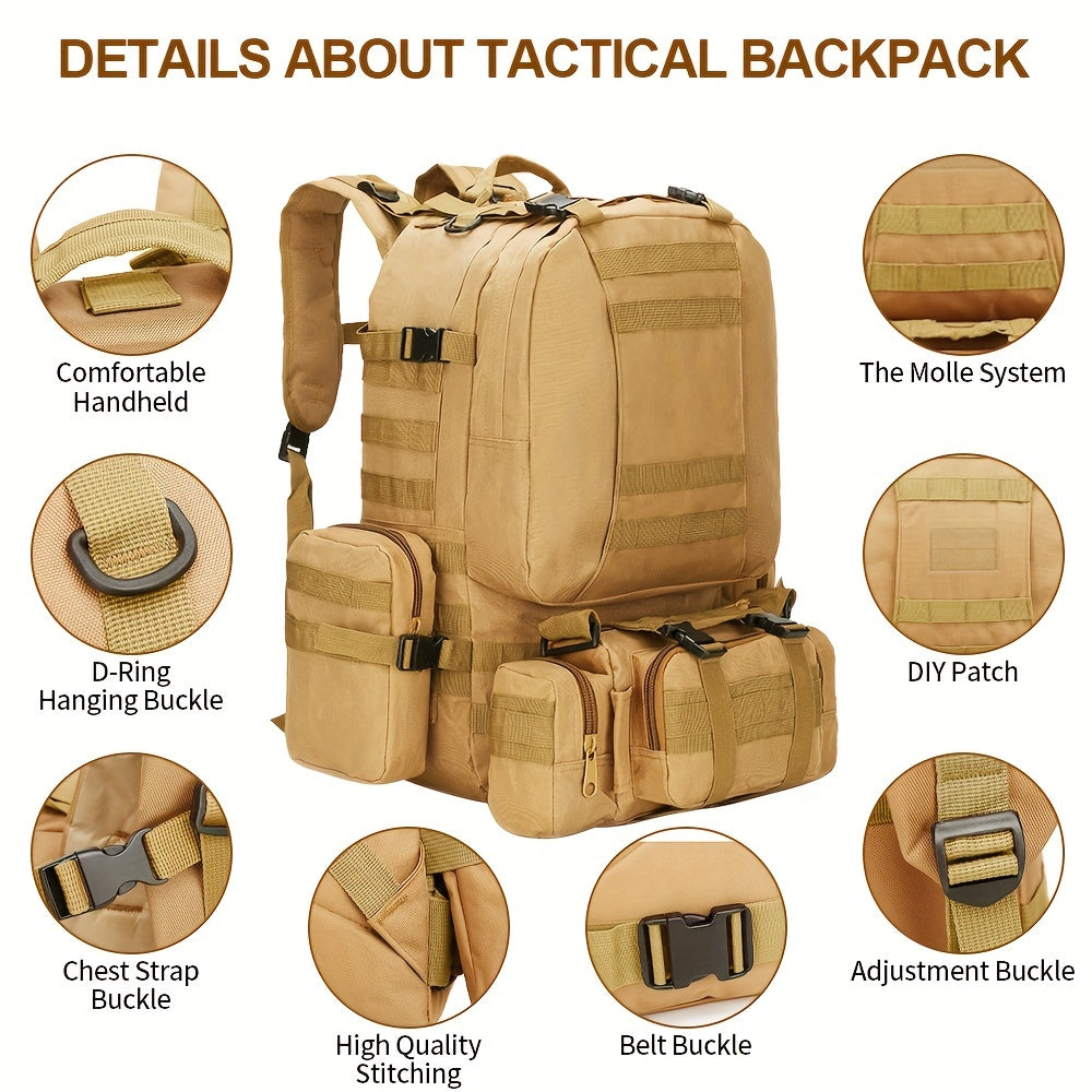 55L Waterproof Tactical Backpack for Outdoor Camping