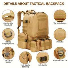 55L Waterproof Tactical Backpack for Outdoor Camping