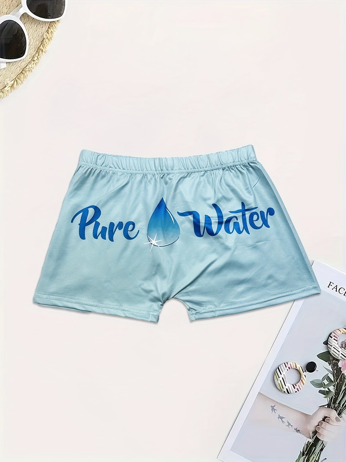 Pure Water Print Skinny Yoga Shorts for Spring & Summer