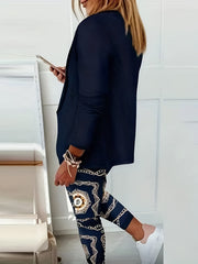 Blazer & Chain Print Pants 2 Piece Set
