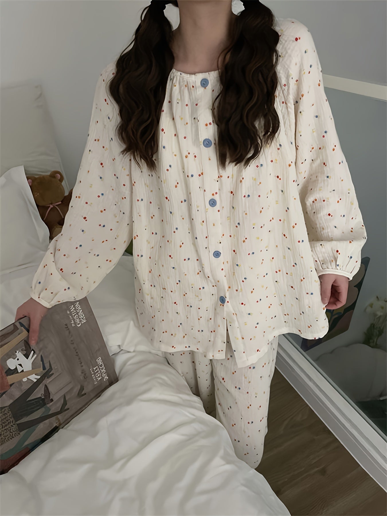 Floral Print Pajama Set Long Sleeve Top & Pants