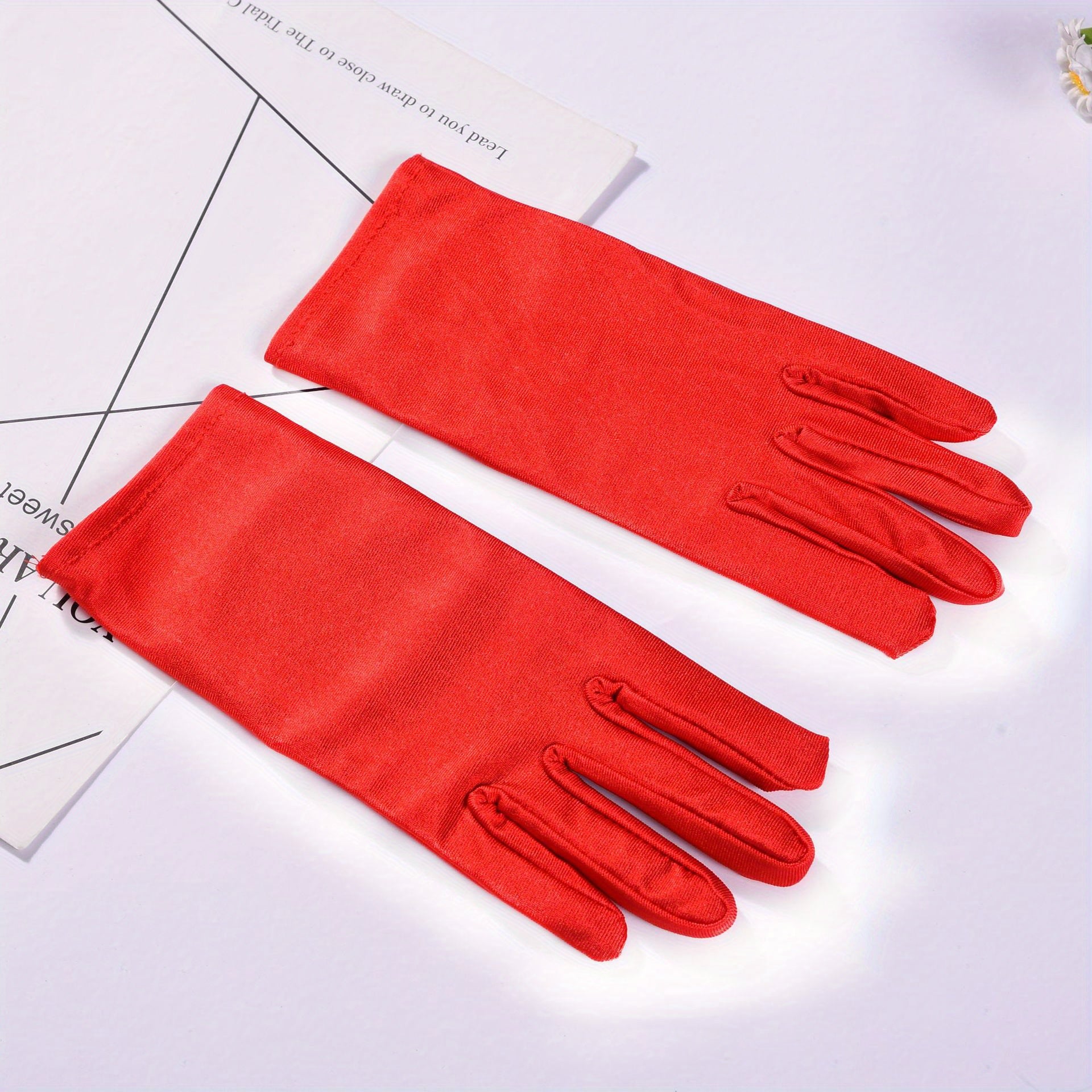 Solid Satin Gloves Elastic Thin Breathable Gloves for Women
