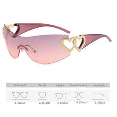 Heart-shaped Rimless Y2K Sunglasses Women's Eyewear