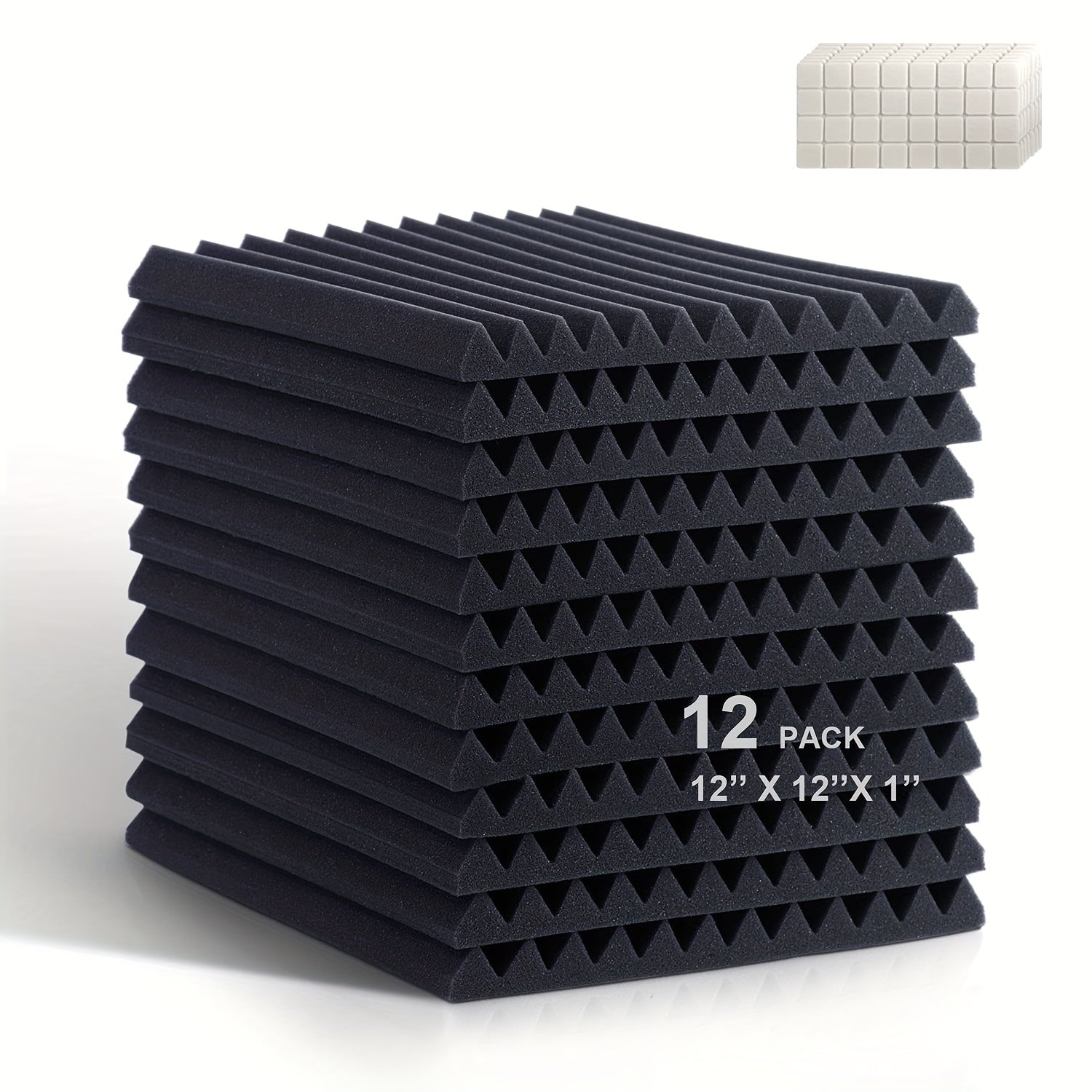 12pcs Wedge Acoustic Panels 12 12 1 Inch High Density Soundproofing Foam Panels
