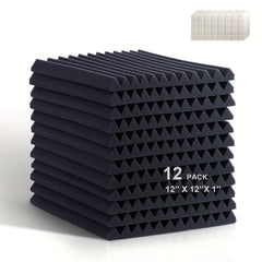 12pcs Wedge Acoustic Panels 12 12 1 Inch High Density Soundproofing Foam Panels