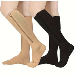 2 Pairs Copper Compression Socks 15-20mmHg Knee High for Women & Men