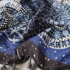 Vintage Printed Scarf Tassel Shawl Windproof Head Wrap
