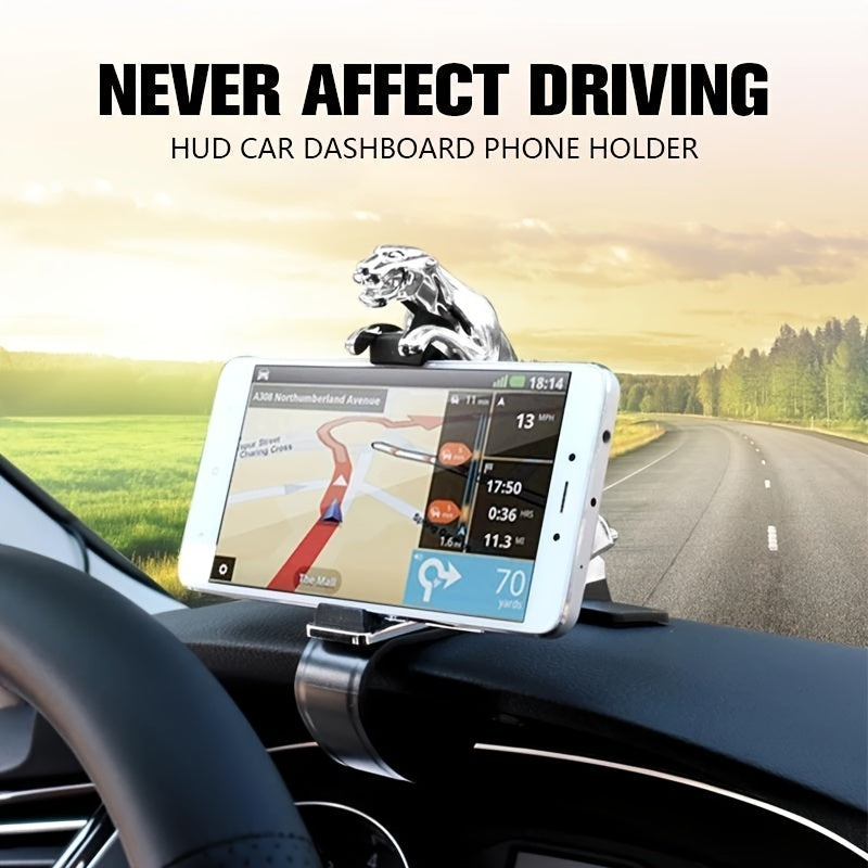 Golden Leopard Phone Holder Car Dashboard Mount 360 Rotation Retractable Stand