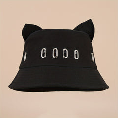 Y2K Hollow Cat Ears Bucket Hat Hip Hop Hot Sun Beach Hats