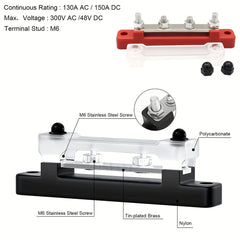 12-48V 150A Terminal Bus Bar Ground Power Distribution Terminal Block Bus Bar