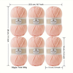 6pcs 4 Layer Hand-Woven Crochet Yarn 100% Acrylic DIY Crocheting Knitting 50g