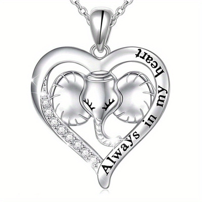 Girl's Elephant Pendant Necklace Heart Shaped Animal Necklace